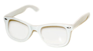 Hvid wayfarer brille med klart glas - Design nr. 1017