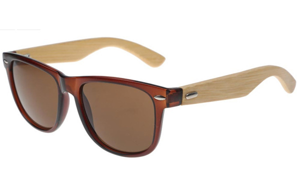Brun wayfarer solbrille med bambus - Design nr. 3050