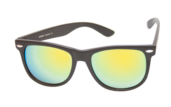 Sort wayfarer solbrille med gult spejlglas - Design nr. 466