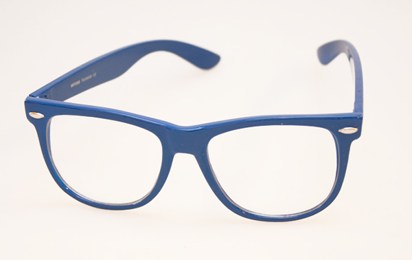 Blå wayfarer brille med klart glas uden styrke - Design nr. 470