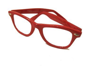 Rød wayfarer brille med klart glas uden styrke - Design nr. 832