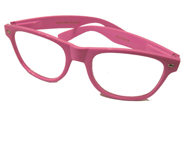 Pink wayfarer brille m/ klart glas uden styrke - Design nr. 834