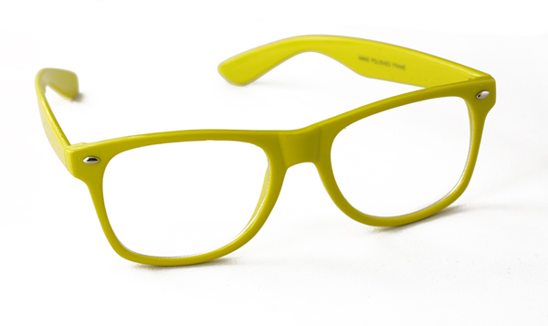 Gul wayfarer brille med klart glas - Design nr. 893