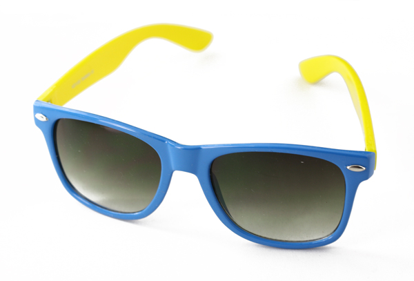 Blå-gul wayfarer solbrille - Design nr. 895
