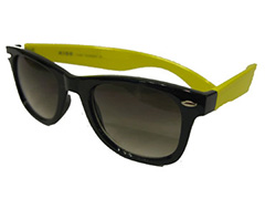Sort wayfarer solbrille med gul