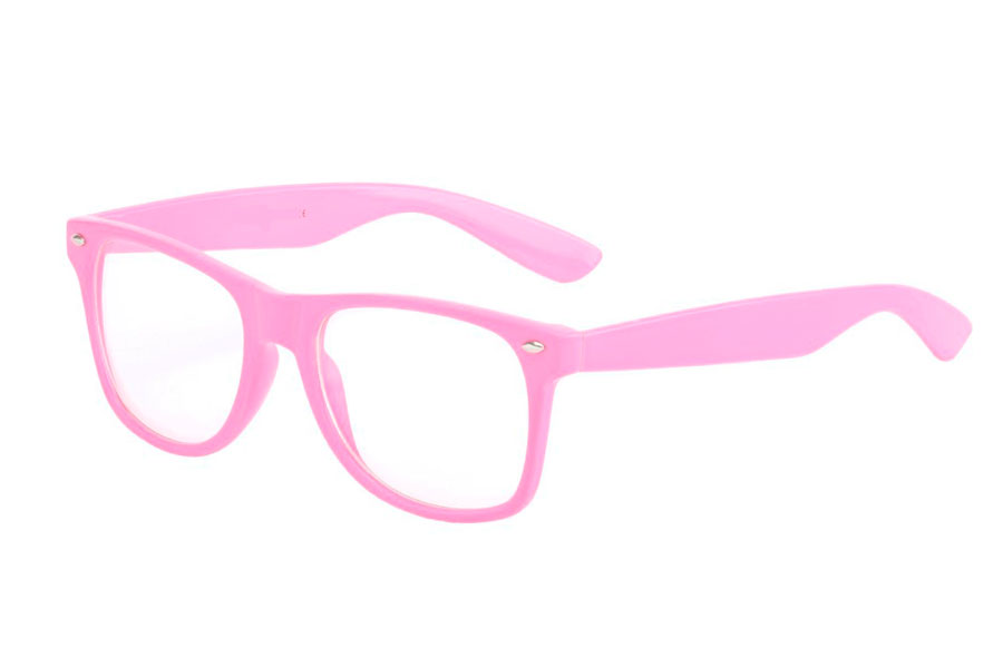 Pink wayfarer brille m/ klart glas uden styrke